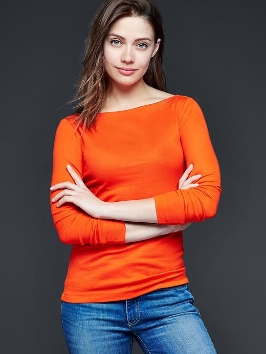 1 of 8 showing, with the color orange pop of product Modern boatneck tee