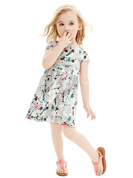2 of 8 showing, with the color heather grey of product Printed jersey fit & flare dress