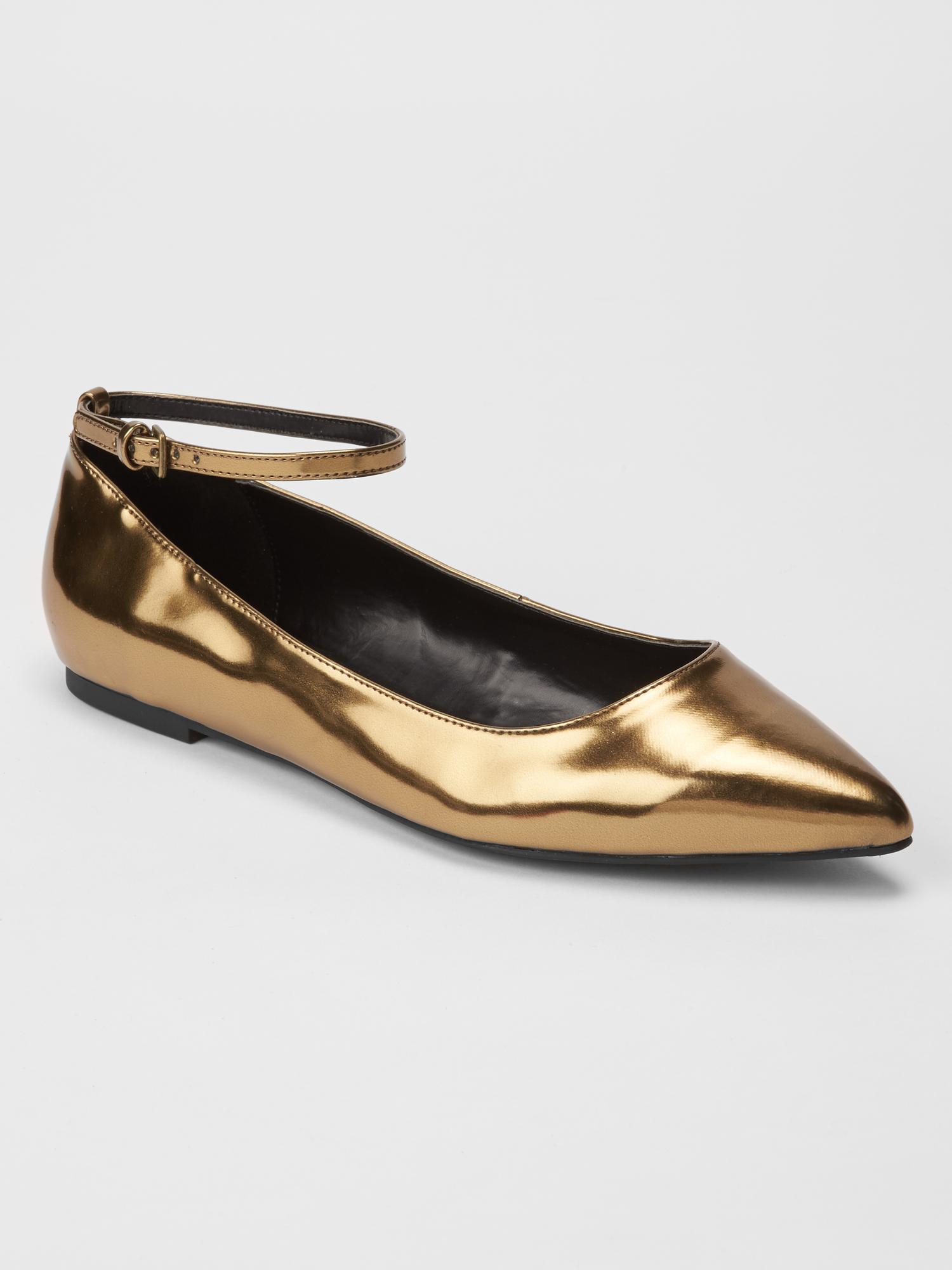 Solid ankle-strap ballet flats | Gap