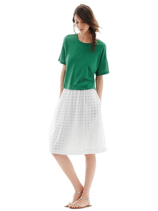 View large product image 2 of 2. Eyelet midi skirt