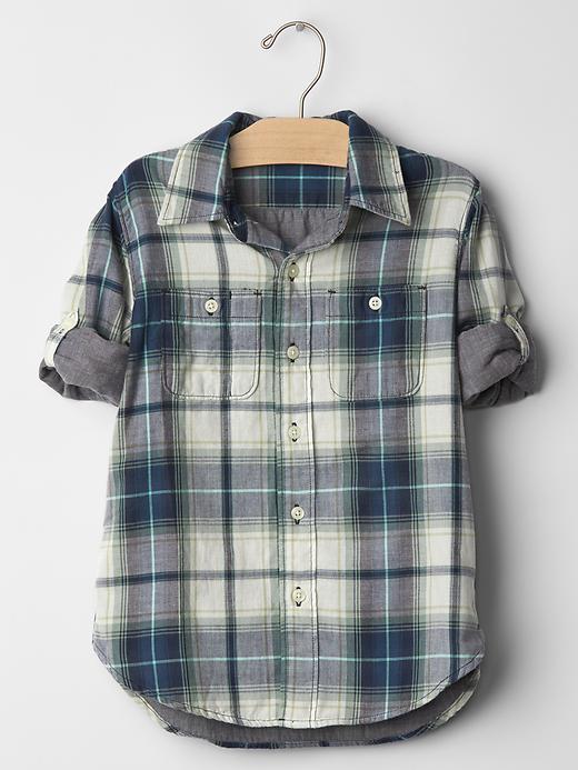 Image number 1 showing, Plaid double-weave convertible shirt