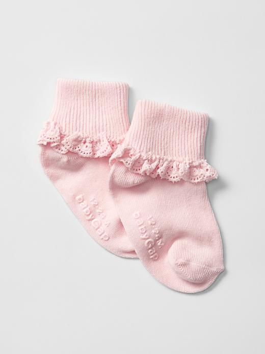 1 of 8 showing, with the color spring pink of product Favorite eyelet socks