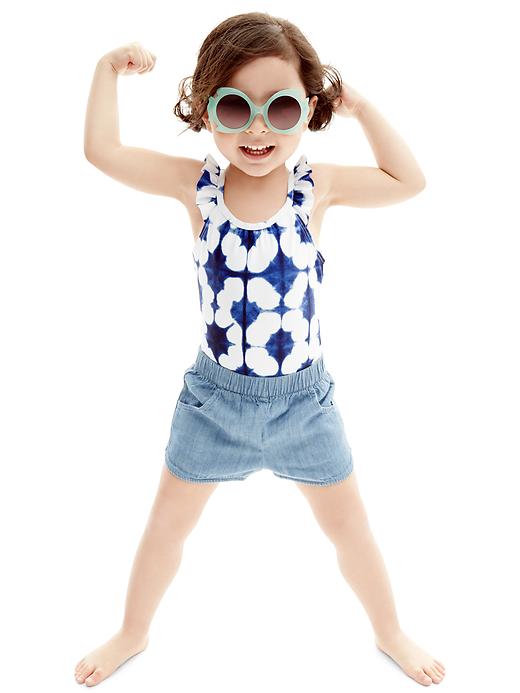 2 of 8 showing, with the color true indigo of product Printed flutter swim one-piece