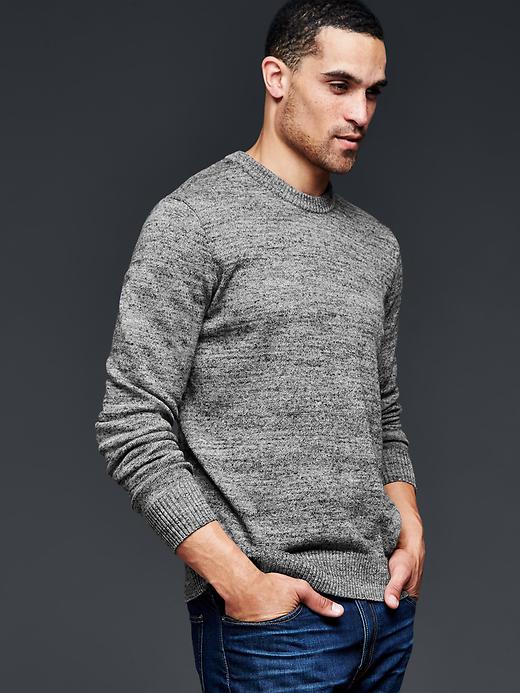 1 of 8 showing, with the color charcoal heather of product Marled crew sweater