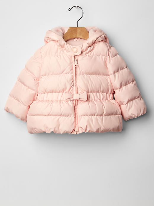 View large product image 1 of 2. Warmest bow peplum puffer