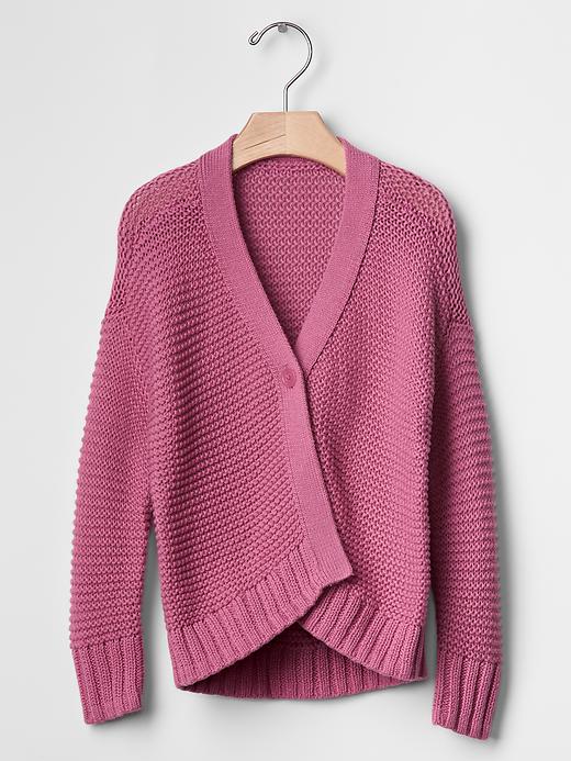 View large product image 1 of 2. Textured hi-lo cardigan