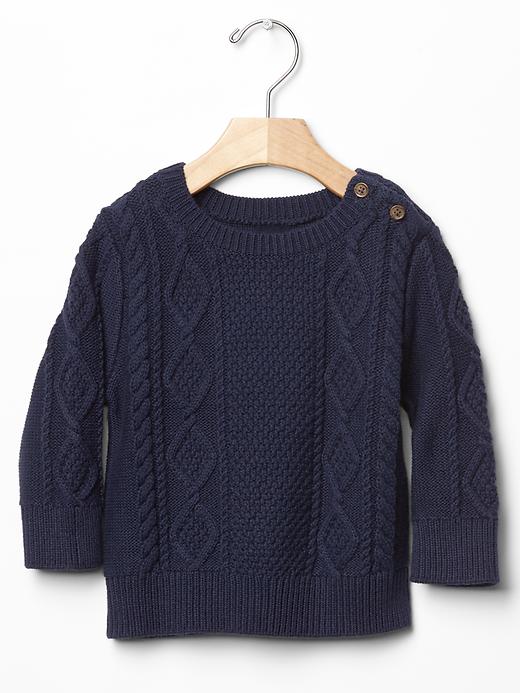 1 of 8 showing, with the color dark night of product Cable knit sweater