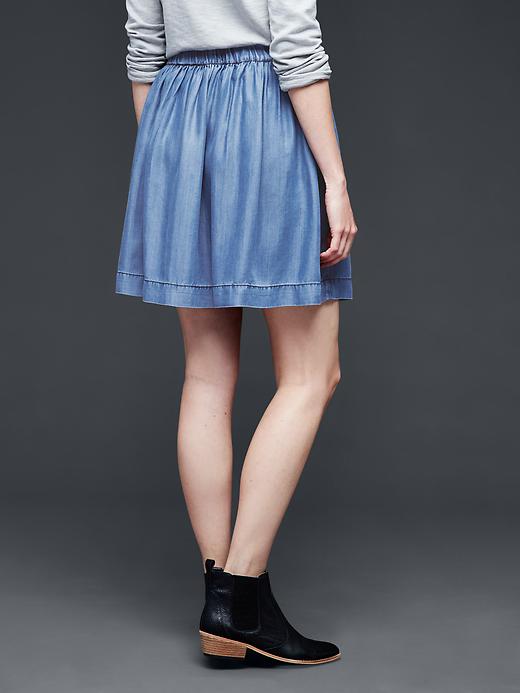 2 of 8 showing, with the color medium indigo of product 1969 Tencel® denim indigo circle skirt