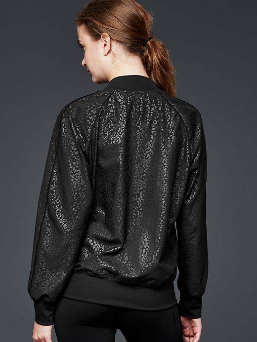 2 of 8 showing, with the color true black of product GapFit animal-print studio jacket