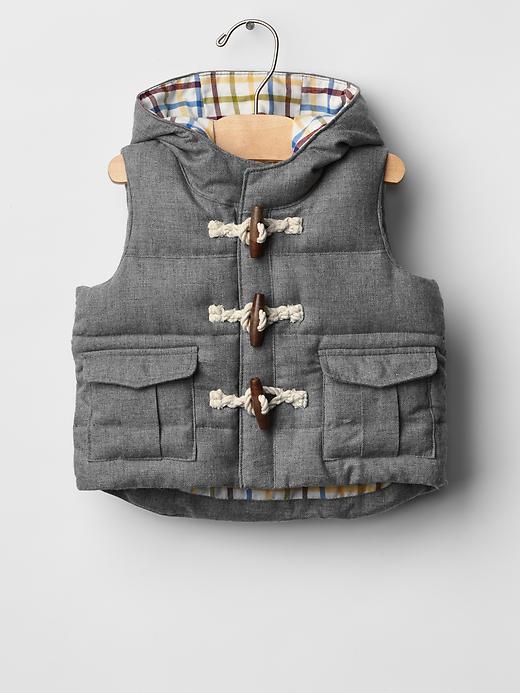 1 of 8 showing, with the color grey heather of product Flannel toggle vest