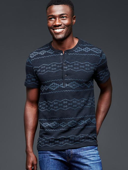 1 of 8 showing, with the color blue stripe of product Southwestern stripe henley