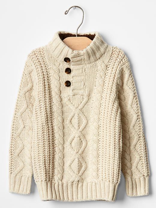 View large product image 1 of 1. Sherpa mockneck cable sweater