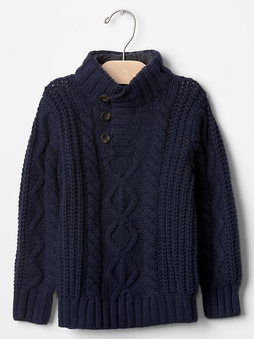 View large product image 1 of 1. Sherpa mockneck cable sweater