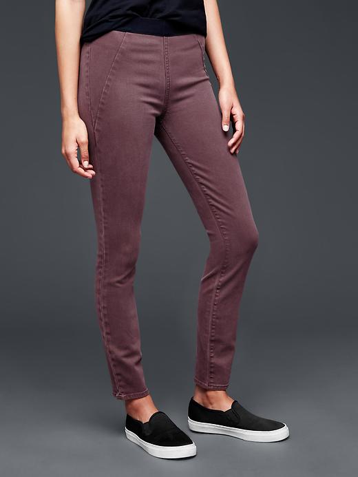 1 of 8 showing, with the color rich eggplant of product 1969 resolution pull-on seamed legging jeans