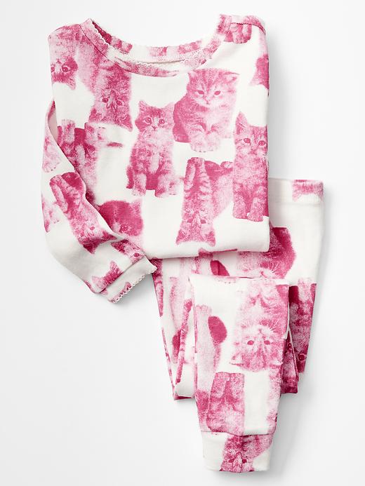 1 of 8 showing, with the color kitty print of product Pink kitten sleep set