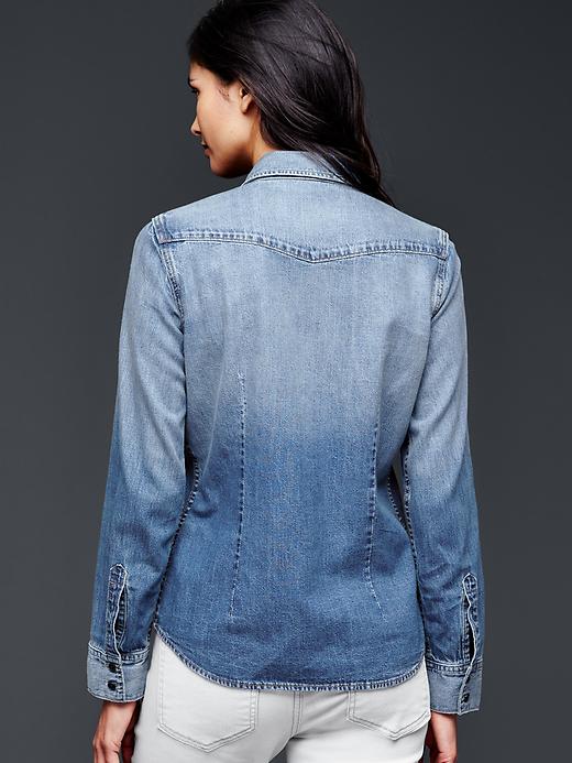 2 of 8 showing, with the color medium indigo of product 1969 denim western shirt