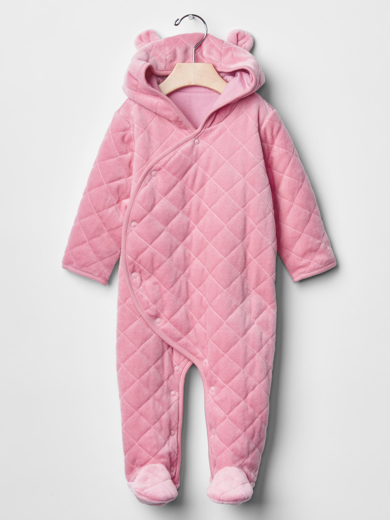 Quilted velour footed onepiece Gap