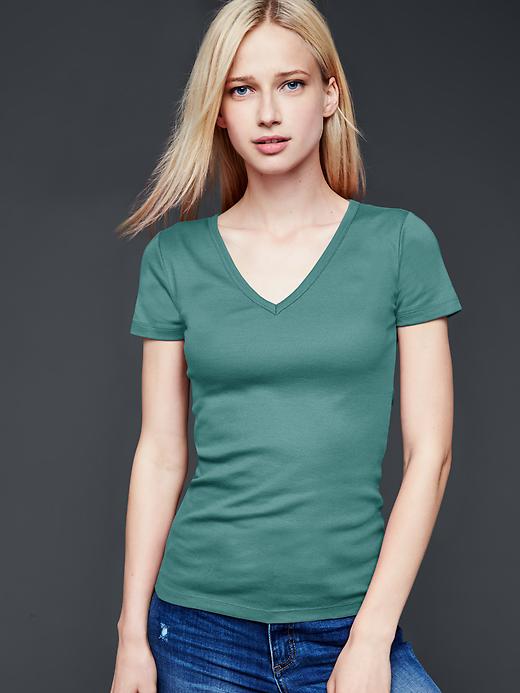 1 of 8 showing, with the color velvet teal of product Modern V-neck tee