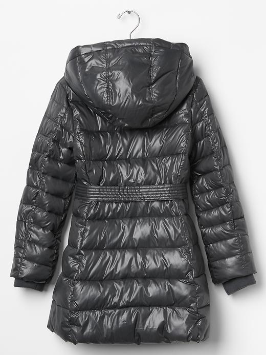 View large product image 2 of 2. Shine long tie-belt puffer