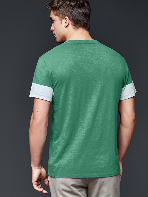 2 of 8 showing, with the color new algae of product Stripe sleeve slub henley