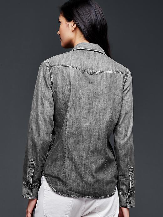 2 of 8 showing, with the color black wash of product 1969 denim western shirt