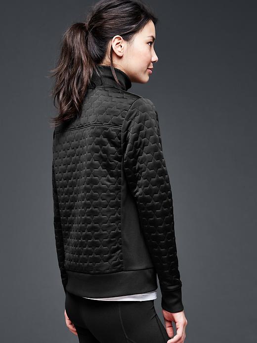 2 of 8 showing, with the color true black of product GapFit quilted bomber jacket