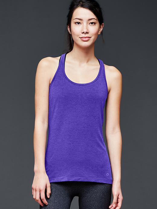 1 of 8 showing, with the color purple paradise of product GapFit Breathe Racerback Tank