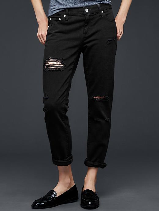 1 of 8 showing, with the color black destroy wash of product 1969 girlfriend jean