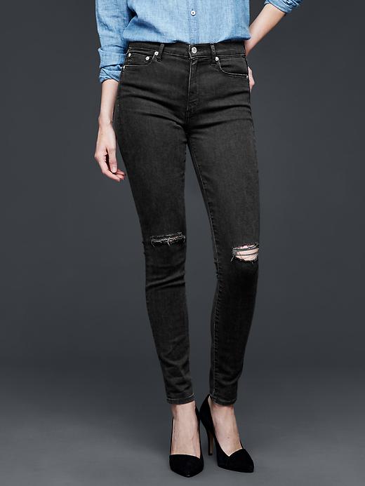 1 of 8 showing, with the color washed black of product 1969 destructed resolution true skinny high-rise jeans