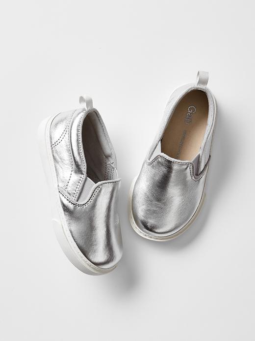 1 of 8 showing, with the color silver of product Metallic slip-on sneakers