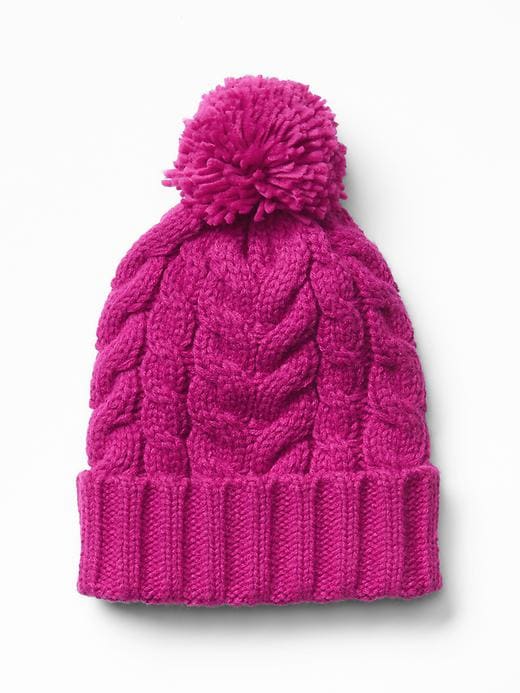 View large product image 1 of 1. Cable pom-pom beanie