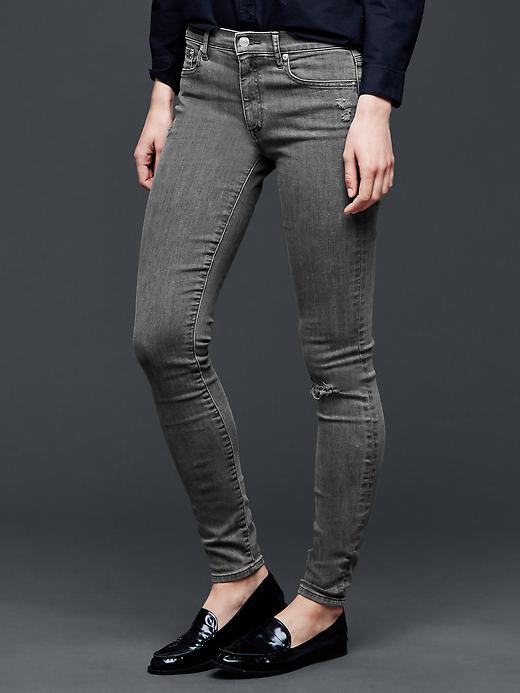1 of 8 showing, with the color cement grey of product 1969 destructed true skinny jeans