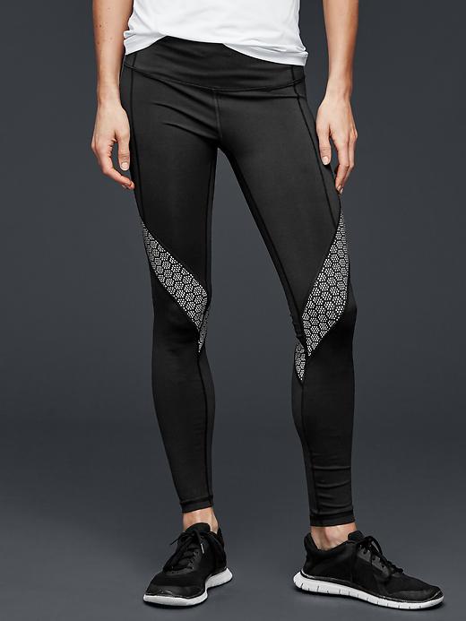 1 of 8 showing, with the color true black of product GapFit gFast reflective leggings