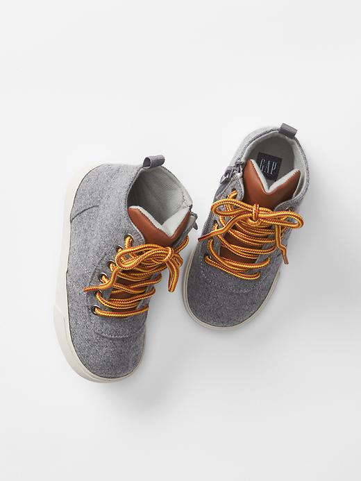 1 of 8 showing, with the color oxide grey of product Flannel hi-top sneakers