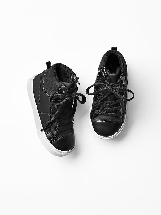 View large product image 1 of 1. Perforated hi-top sneakers