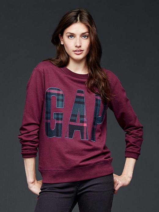 1 of 8 showing, with the color ruby wine of product Plaid logo sweatshirt