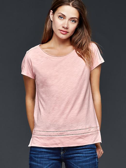 1 of 8 showing, with the color pink standard of product Inset-trim muscle top