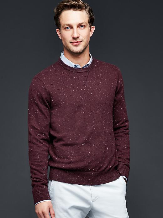 1 of 8 showing, with the color tuscan red of product Nep cotton cashmere crew sweater