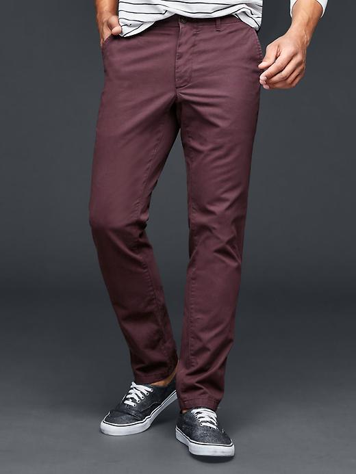 1 of 8 showing, with the color bordeaux of product Lived-in slim khaki