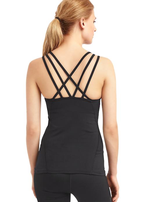 1 of 8 showing, with the color true black of product GapFit interlace-back tank