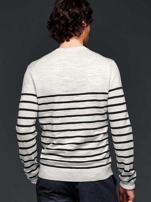 Image number 2 showing, Merino stripe slub V-neck sweater