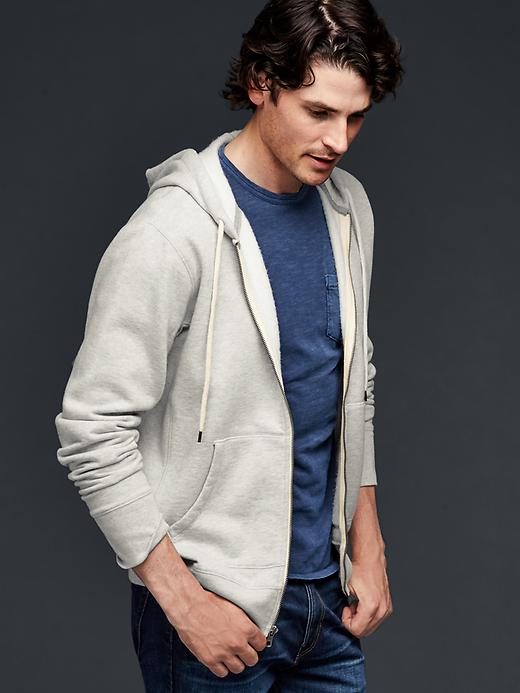 1 of 8 showing, with the color light heather gray of product Lived-in zip hoodie