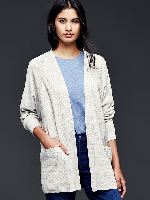 1 of 8 showing, with the color heather grey of product Open-front dolman-sleeve cardigan