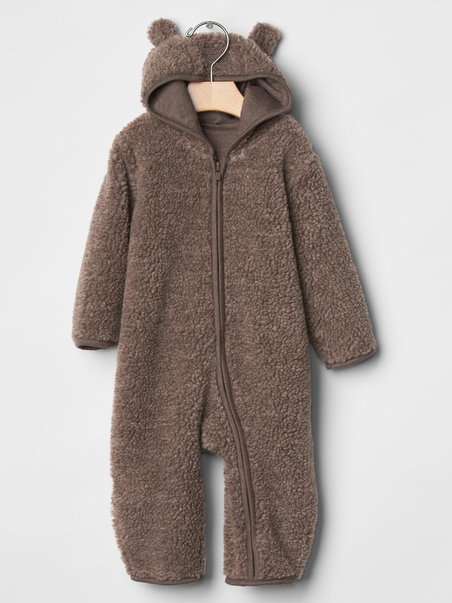Sherpa zip bear hoodie onepiece Gap