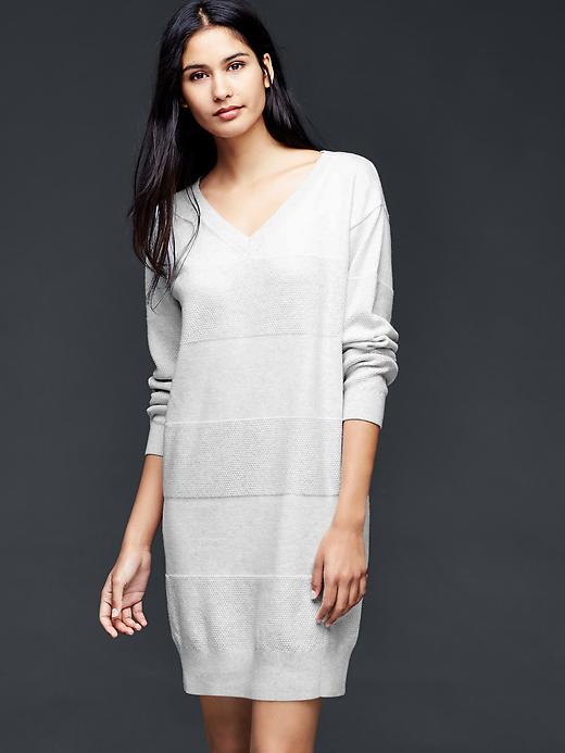 1 of 8 showing, with the color heather grey of product V-neck sweater dress
