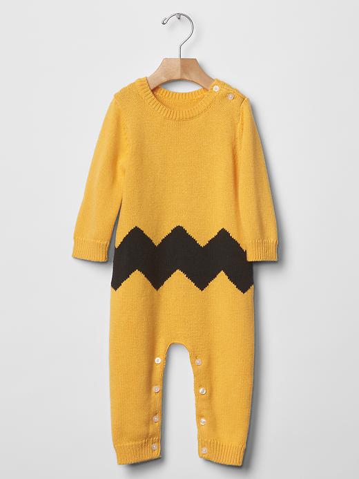 View large product image 1 of 2. babyGap + Peanuts&#174 chevron sweater one-piece
