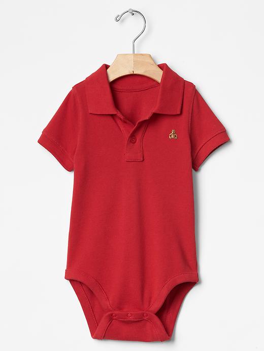 1 of 8 showing, with the color modern red of product Polo bodysuit