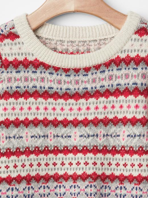 2 of 8 showing, with the color modern red of product Metallic fair isle sweater
