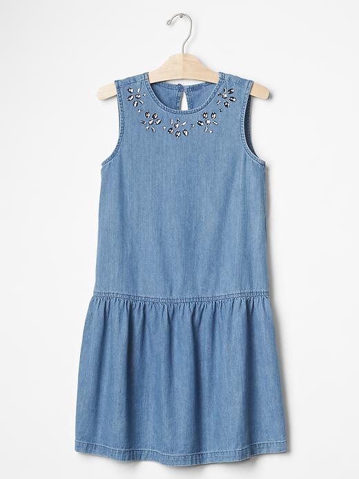 1 of 8 showing, with the color denim of product 1969 embellished dress