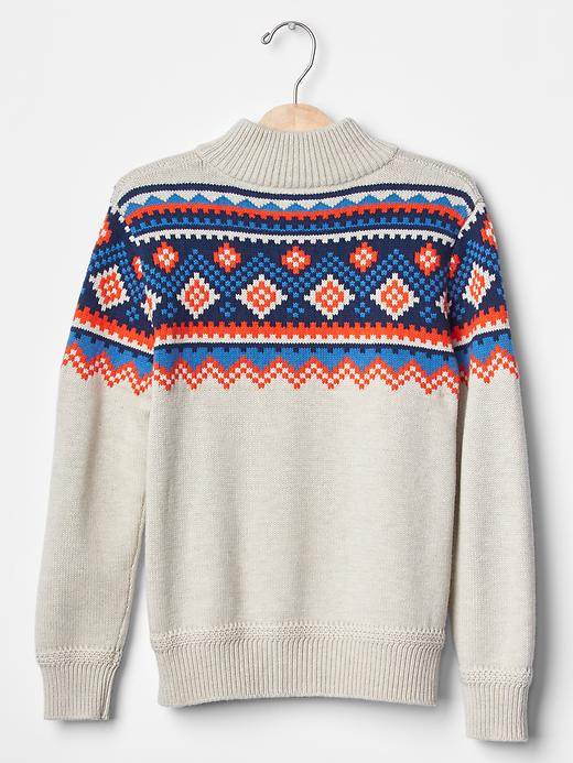 2 of 8 showing, with the color oatmeal heather of product Fair isle mockneck sweater